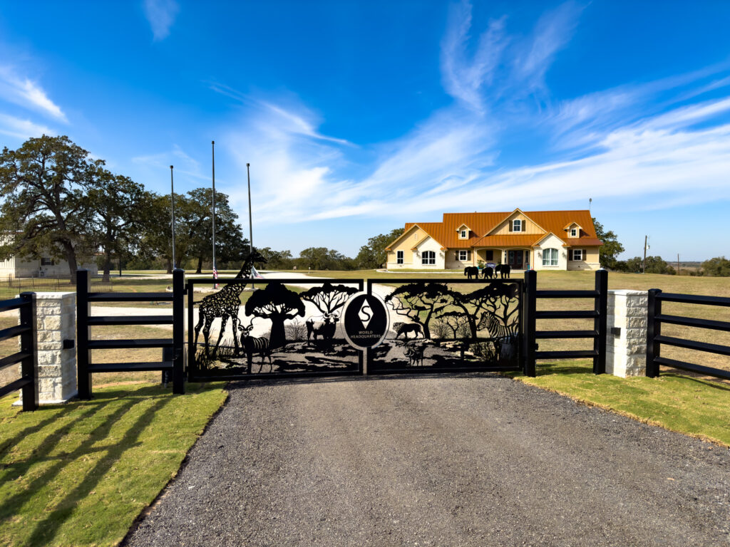 Custom animals on ranch gate