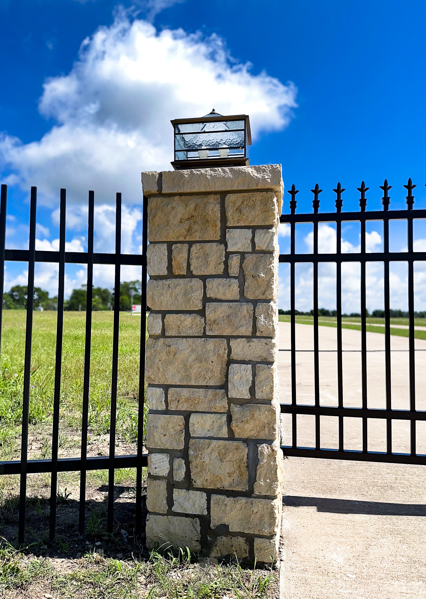 Stone column with lighting
