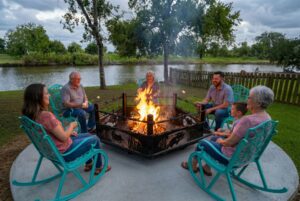 large fishing fire pit-smores