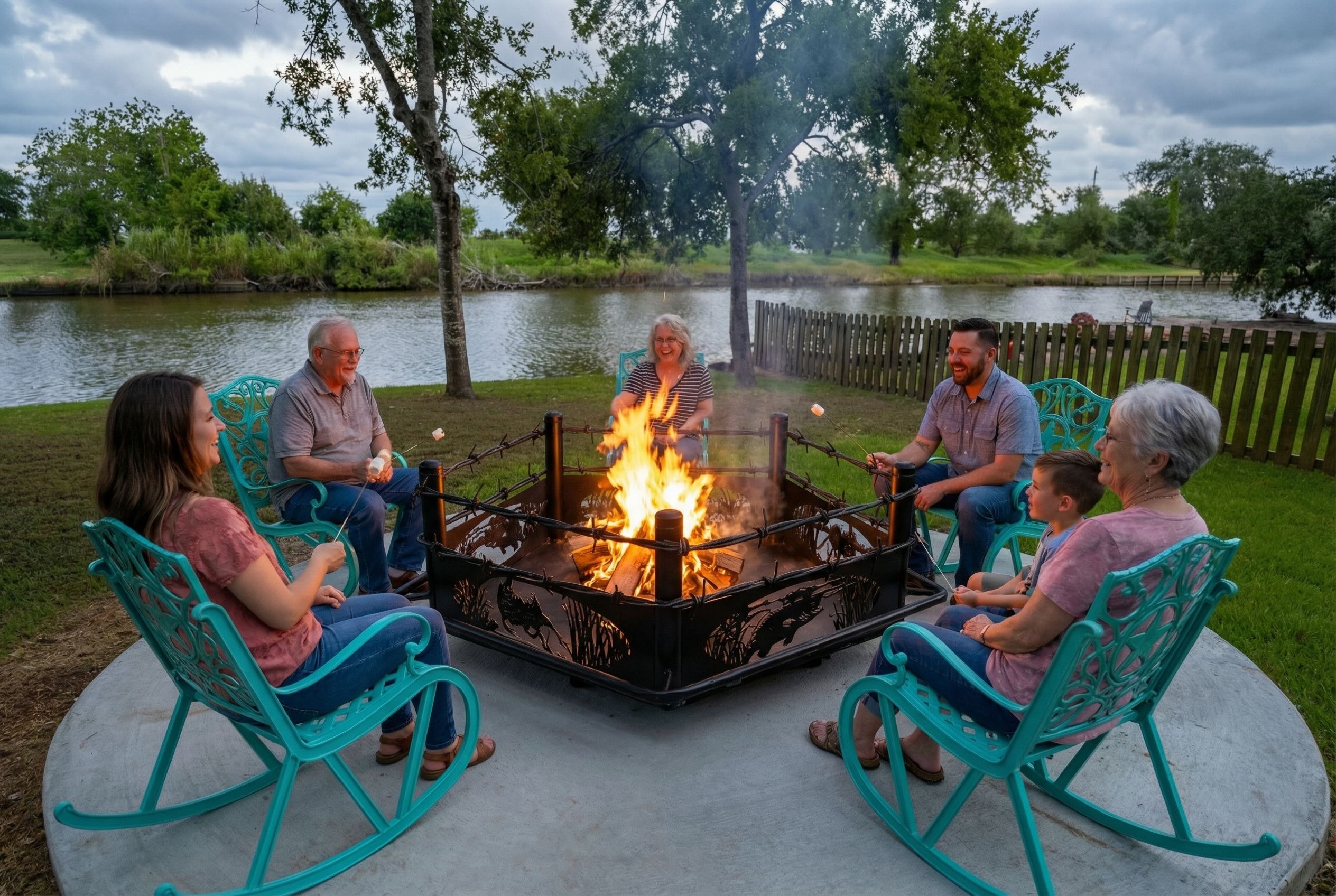 large fishing fire pit-smores